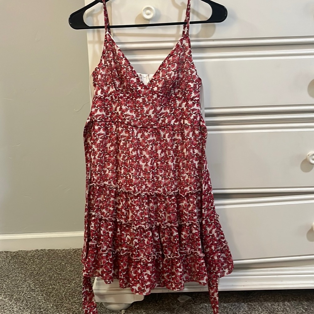 Pink and red summer dress mid length no damage good as new